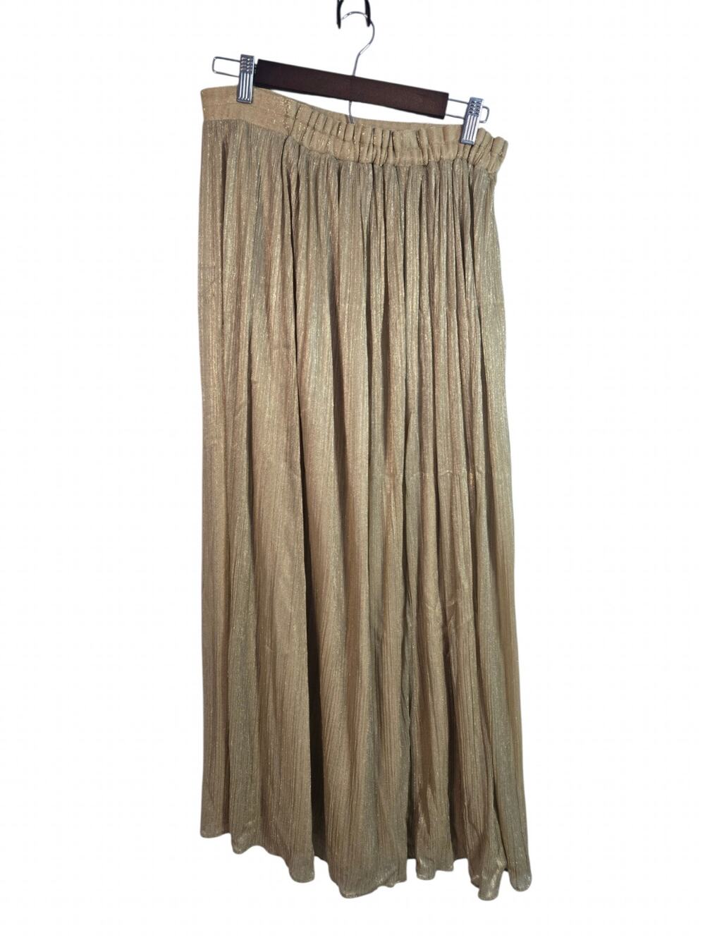 Jessica Howard Metallic Gold Pleated Maxi Skirt – Women’s Size M